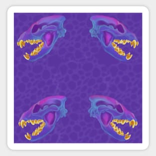 Diaphonized Hyena Skull Gold Teeth Purple Sticker